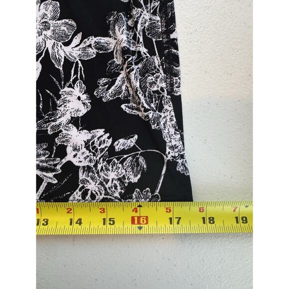 G.I.L.I. Pants Womens Size XL Black White Floral Jetsetter Side Slit Wideleg - Picture 11 of 12